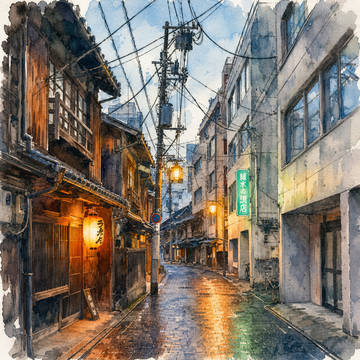 旅行先の裏通り