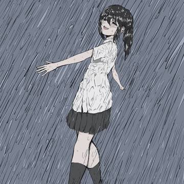 雨でびしょ濡れ