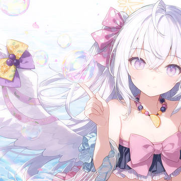 シャボン玉と水着アズサ