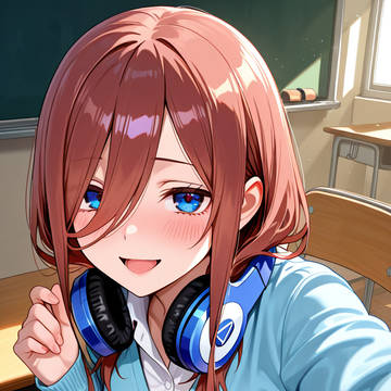 青いヘッドホンと、赤くなる頬