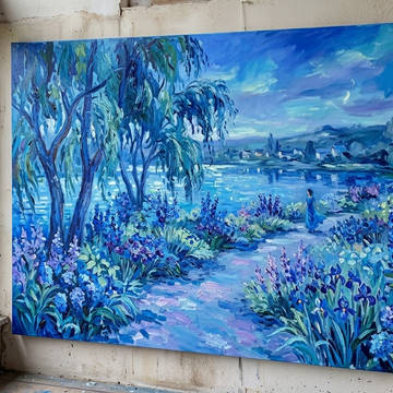 Geminiで生成した青色の絵画