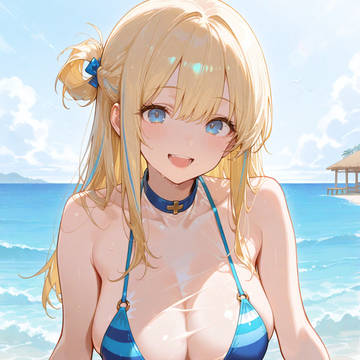 ブルーストライプ水着