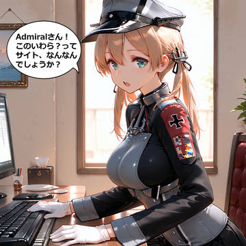 パソコンを触るプリンツ