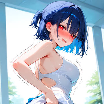水着とパンツスタイルのオリキャラうんちお漏らし画像