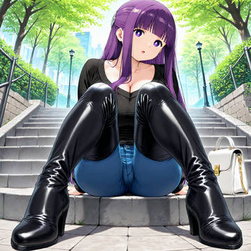 At her feet: Fern