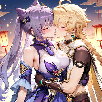 【原神】空×刻晴　らぶらぶキッス