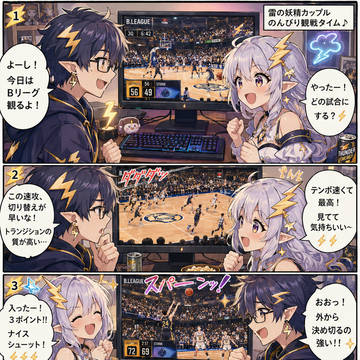 PCでバスケの試合を観る妖精