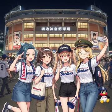 艦娘達がヤクルト応援