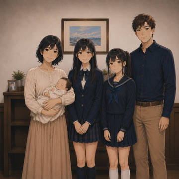 家族全員が性転換した家族の集合写真 息子誕生