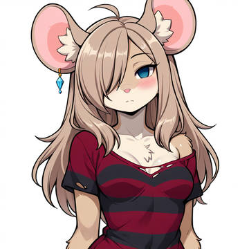 【AIイラスト】クーデレ鼠娘の秘密！エモ系パンクとピンク下着
