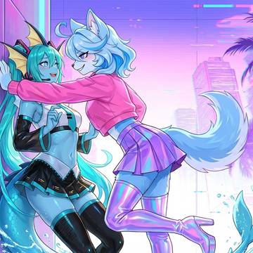 Vaporeon Miku + Furry Furina