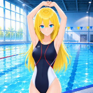 プールにて 競泳水着【熊田アルネ】