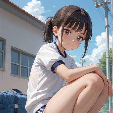真横ブルマのお尻とふとももの丸みを堪能する