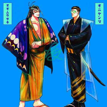 オオムラサキとオニヤンマ擬人化