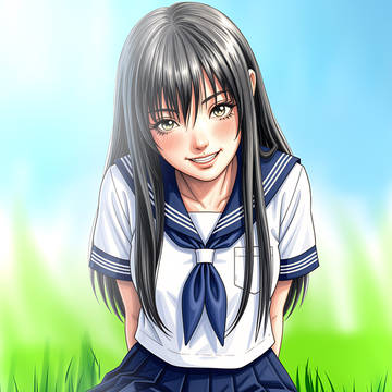 女子高生の絵。