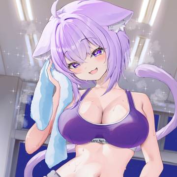 筋トレ後の鍛えたお腹を見せてくれるおかゆん