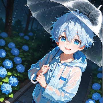 堀水青翔くん 雨と紫陽花
