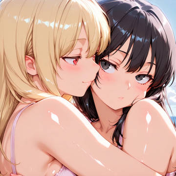 海辺で