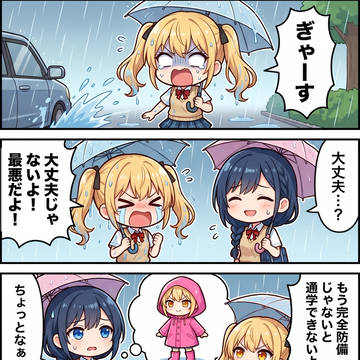 4コママンガ(雨の日)