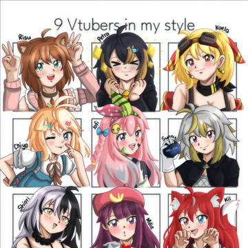 9 Vtubers in my style challenge