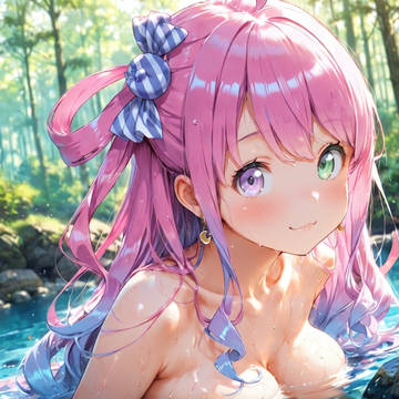清流で水浴び