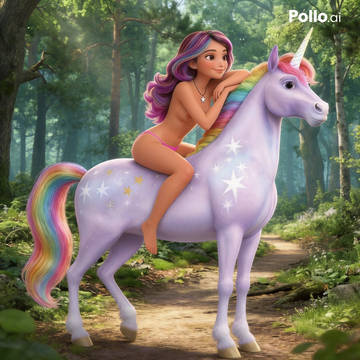 a female rider on a unicorn