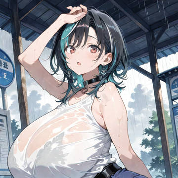千速さん ゲリラ豪雨で濡れ透け部