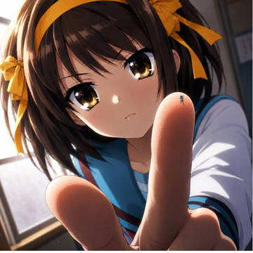 in her finger