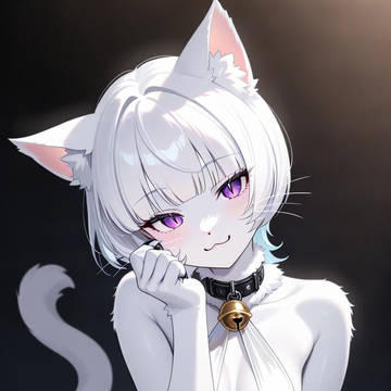 お題「猫口」;白猫娘、黒猫娘