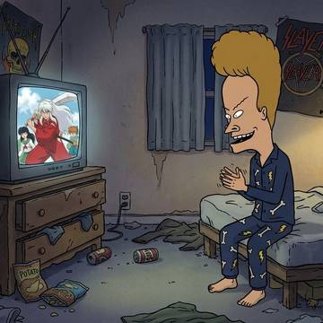 Beavis is watching Inuyasha