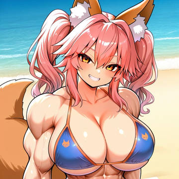 At the beach with Tamamo-chan! 6