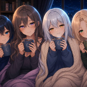 月夜の猫口ティータイム