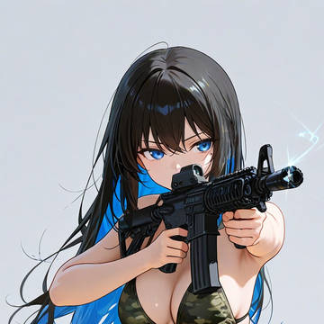 迷彩ビキニとアサルトライフル