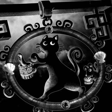 パブ『幸運の黒猫』看板