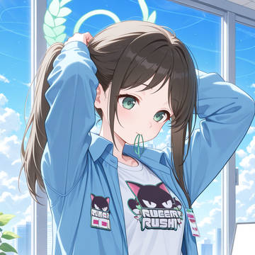 サイドテールにするアイリ