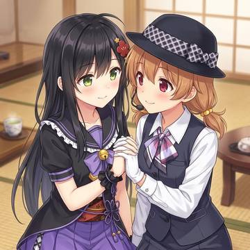 恋人繋ぎする２人😍！