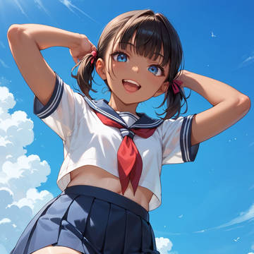 AIロリ顔黒ギャル貧乳女子高生パンチラ　エロ画像