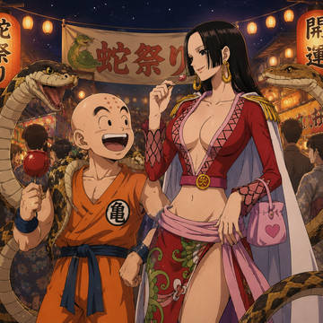 蛇祭りを楽しむハゲと女帝