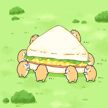 サンドイッチを運ぶハムスター