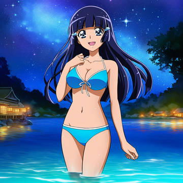 【リクエスト】青木れいか 星空の夜の湖で水遊び