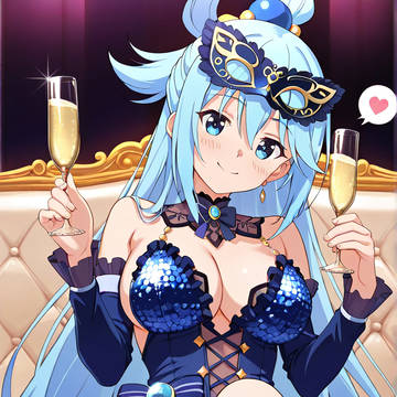 今日のお題 #お面(マスク)×キャバ嬢泥酔×アクア🩷