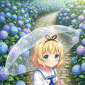 紫陽花とシャロ