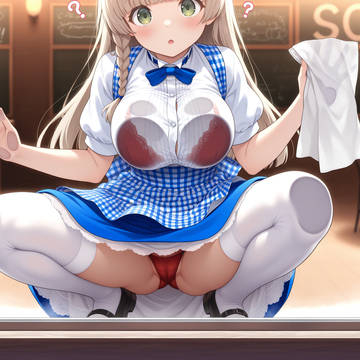 神戸屋ウェイトレスしゃがみ窓を拭くパンチラ