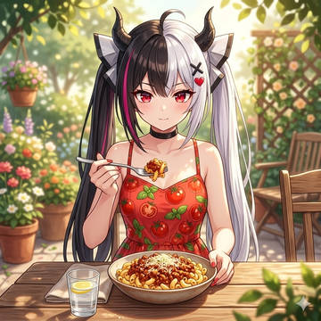 Lacrimosa eating pasta🍅