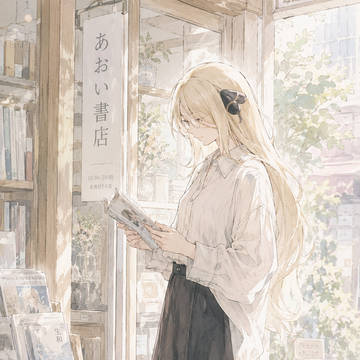 水彩画——书店前