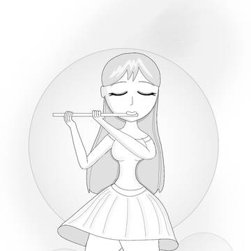 Girl playing the flute.