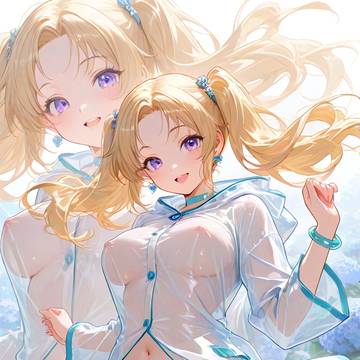 にくきゅうさん家のツインテちゃんのレインコート姿