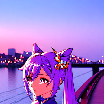 Keqing Under the Twilight Glow💜🌆