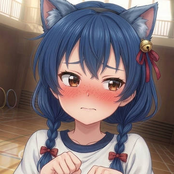 猫の真似をするブルマ女子