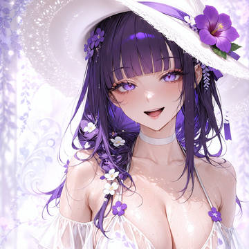 花影にきらめく白い夏帽子